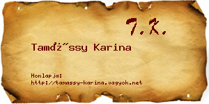 Tamássy Karina névjegykártya